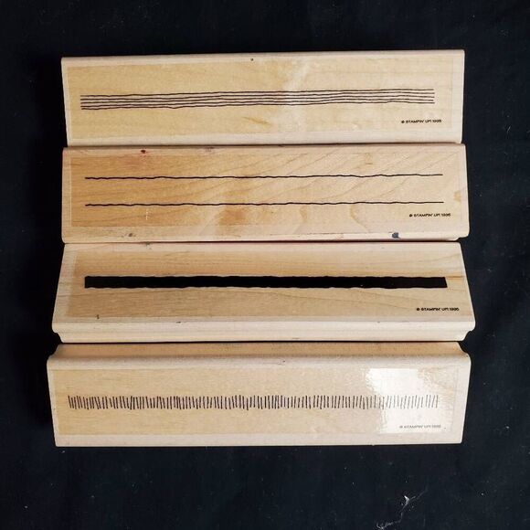 Stampin’ Up! Retired Border Stamps Set of 4 – Lines, Borders, Ruler – 1995 - Picture 1 of 2